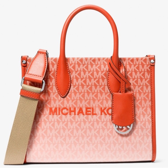 Michael Kors Mirella Small Ombré Signature Logo Crossbody Bag Red Clay - Picture 1 of 9